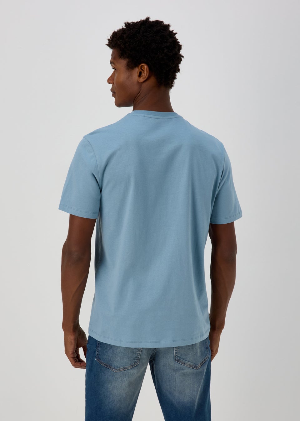 Blue Crew Neck Mountain T-Shirt