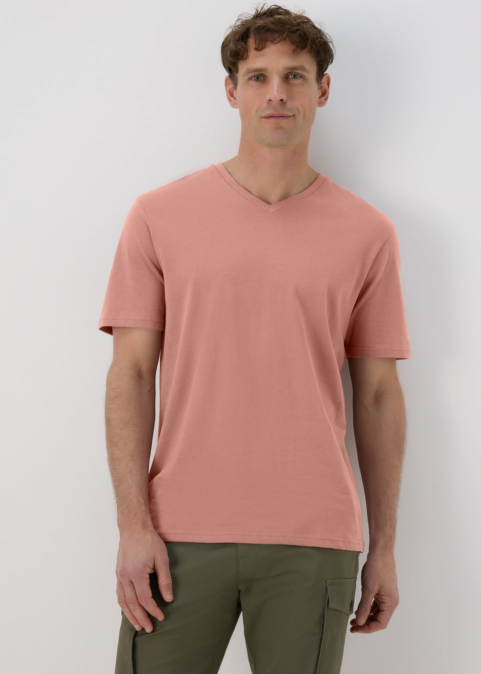 Pink Burlwood Essential V Neck T-Shirt