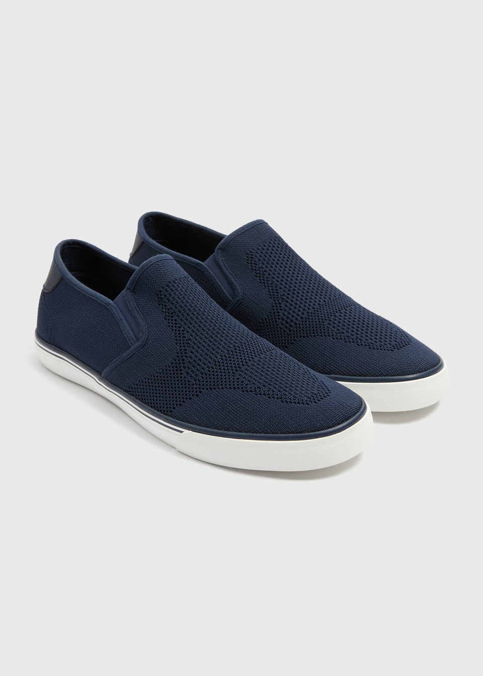 Navy Textured Slip On Pump Shoes