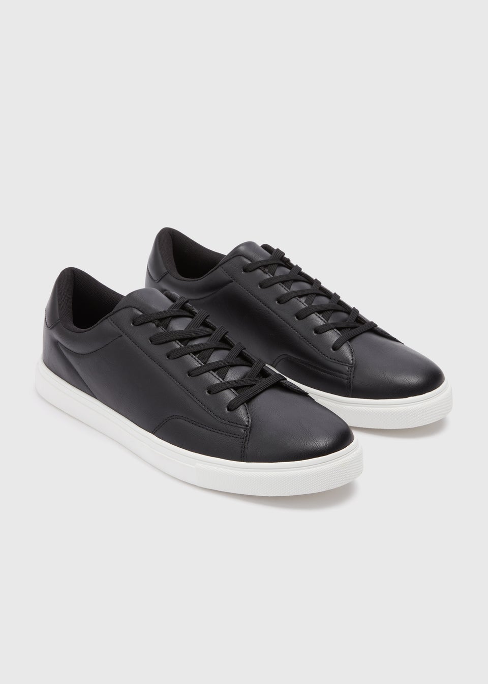 Black White Ribbon Court Trainers Matalan