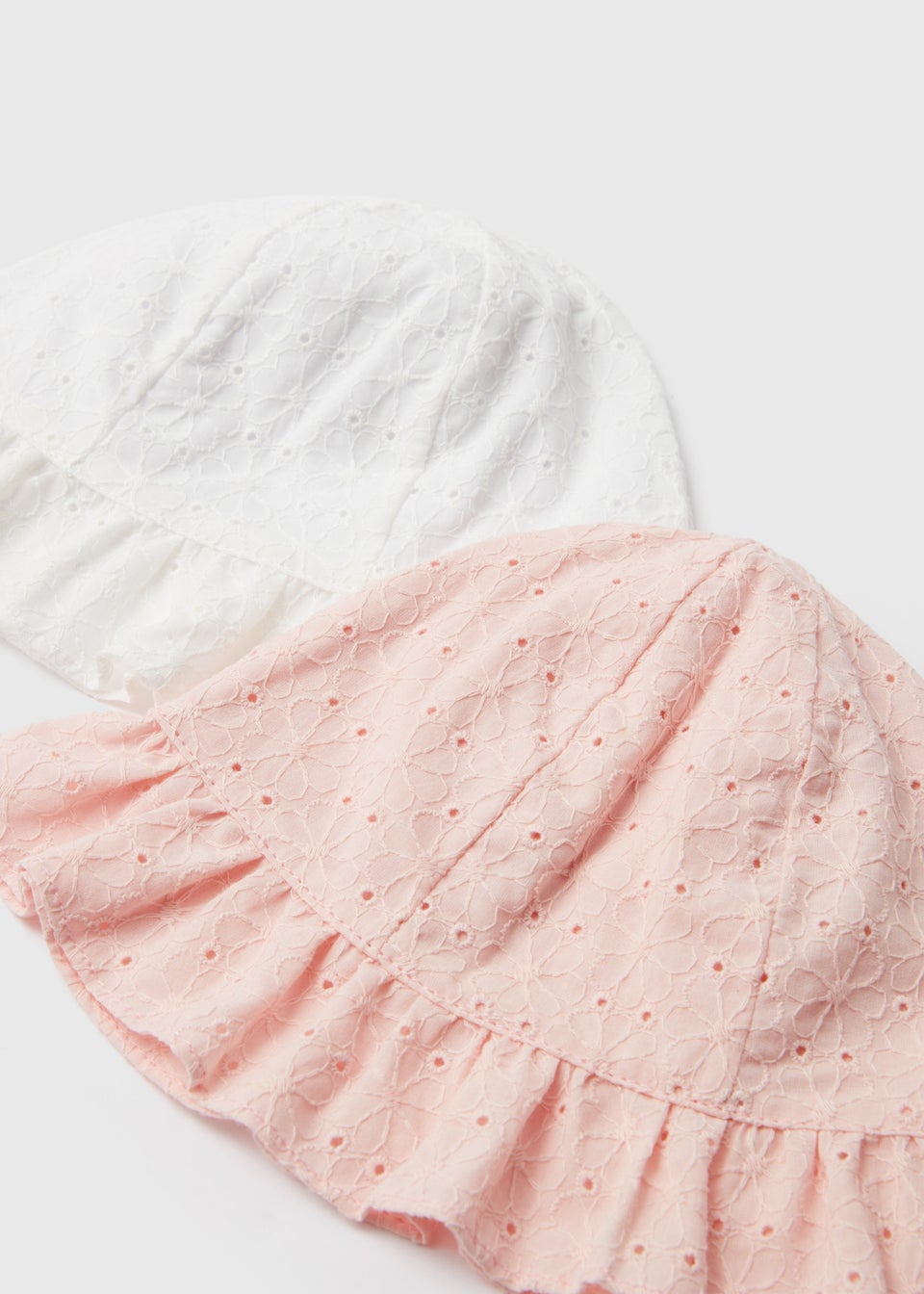 2 Pack Pink Broderie Baby Sun Hat (Newborn-24mths)