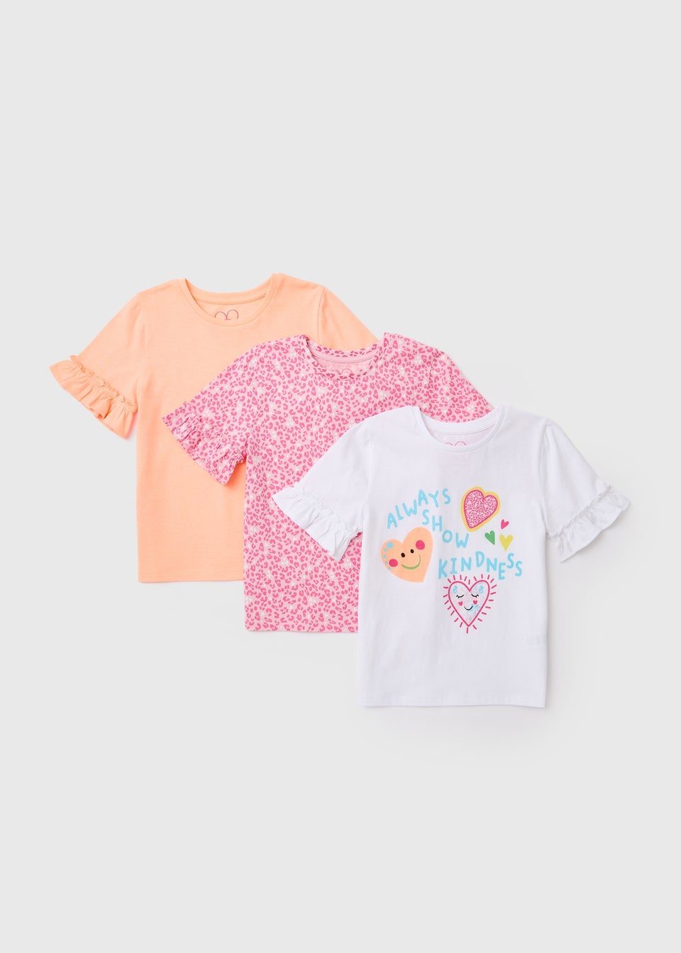 Girls 3 Pack Multicolour Leopard Print T-Shirts (1-7yrs)