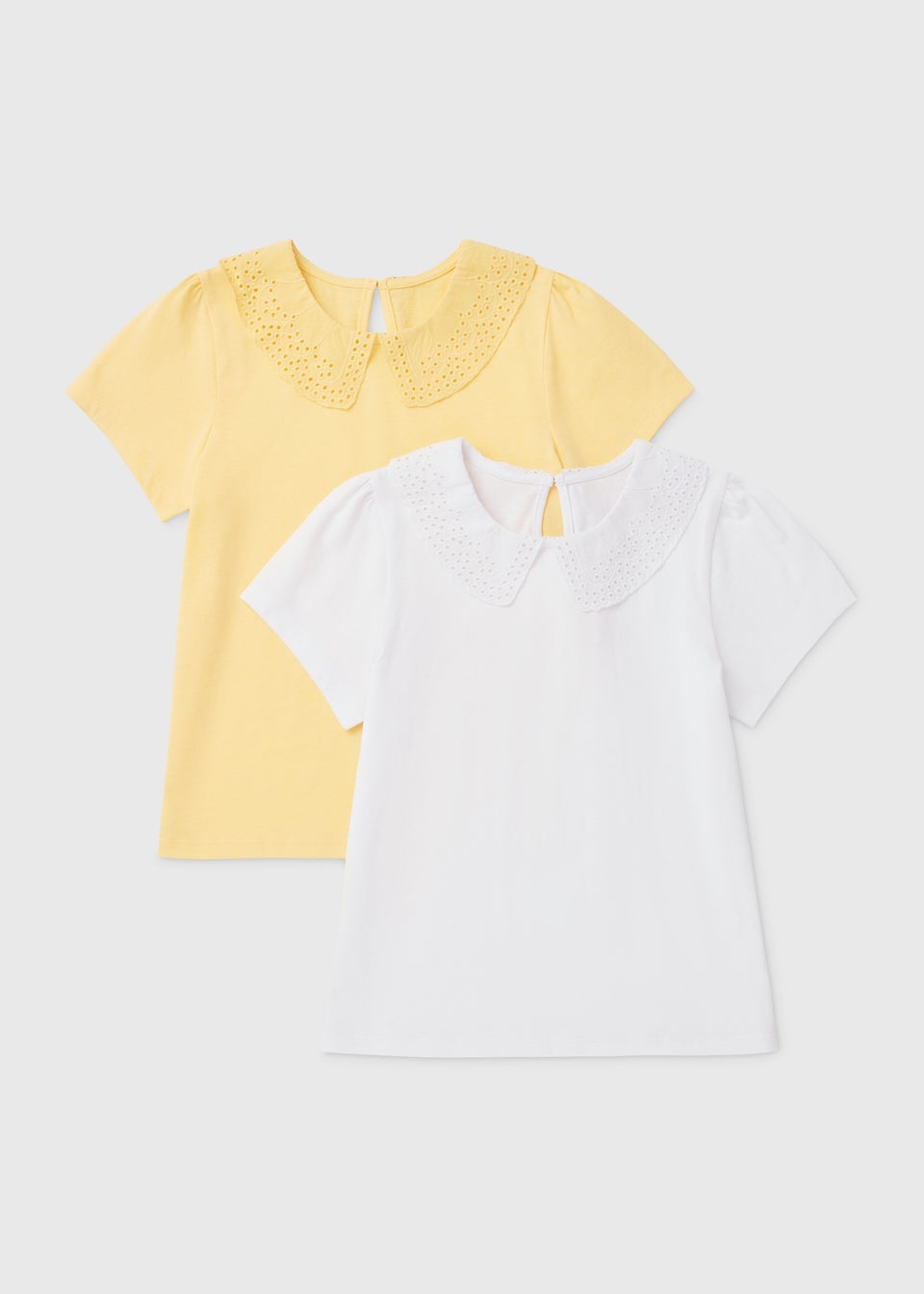 Girls 2 Pack White & Yellow Collar Tops (1-7yrs)