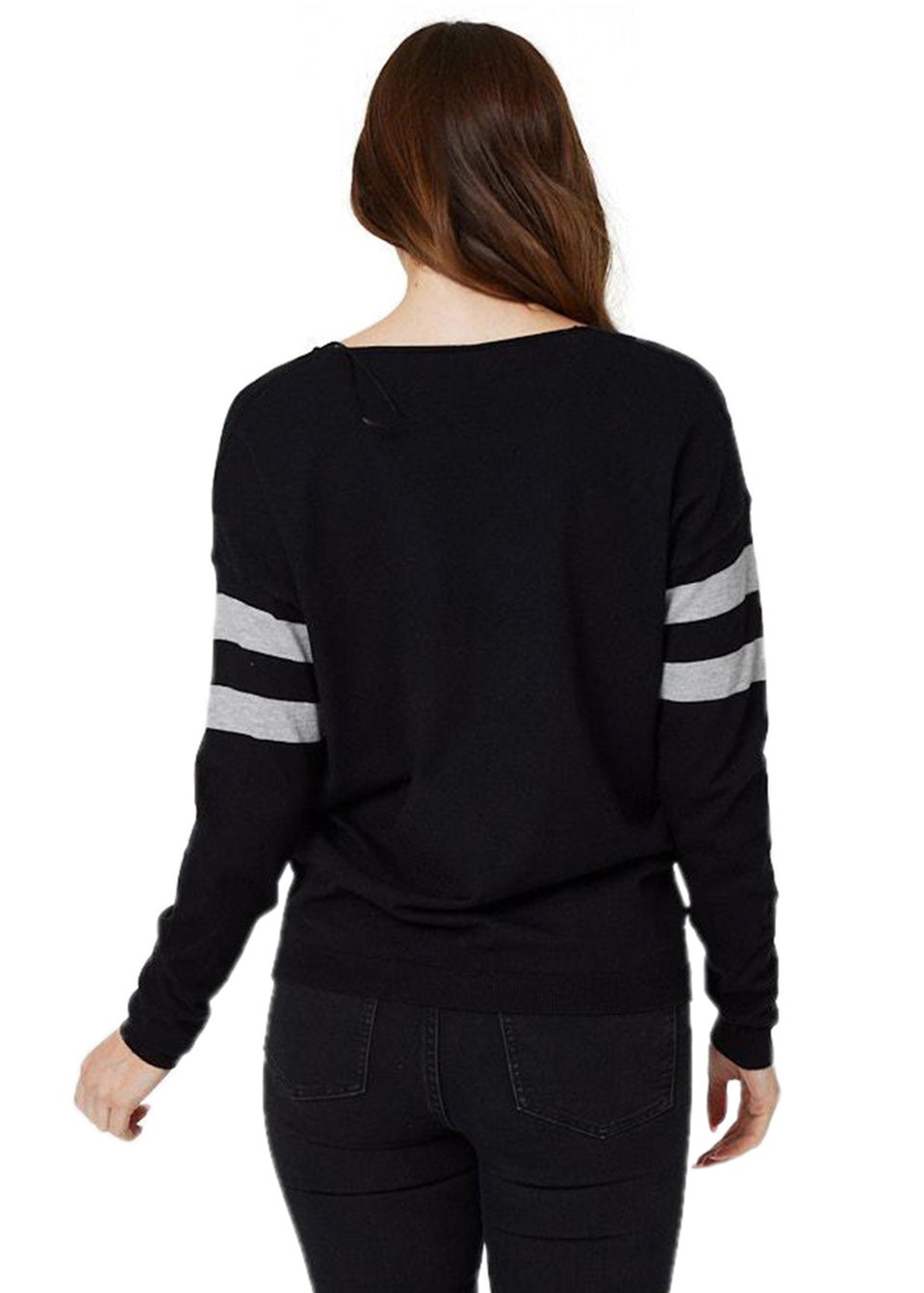 Izabel London Black Star Embellished Knit Jumper