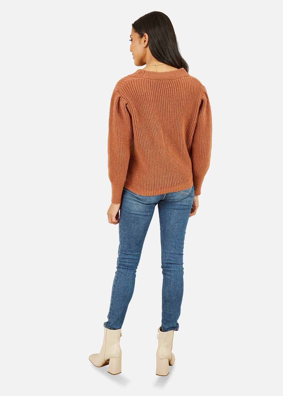 Mela Twist Cable Knit Jumper In Brown
