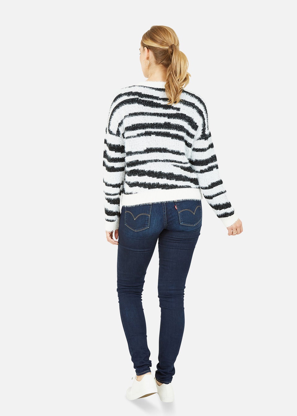 Mela Zebra Knitted Fluffy Jumper