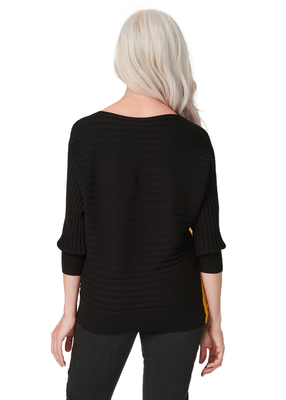 Izabel London Black Colour Block Ribbed Knit Jumper