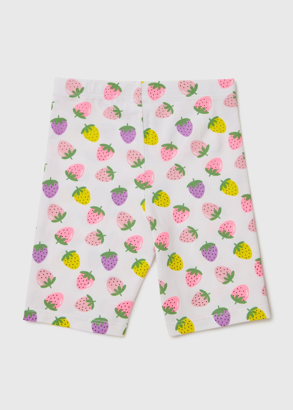 Girls White Strawberry Cycle Shorts (1-7yrs)