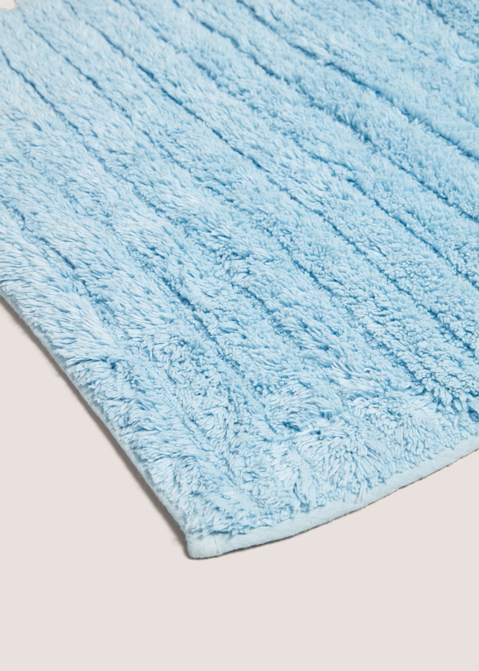 Blue Ribbed Cotton Bath Mat (40x25cm)
