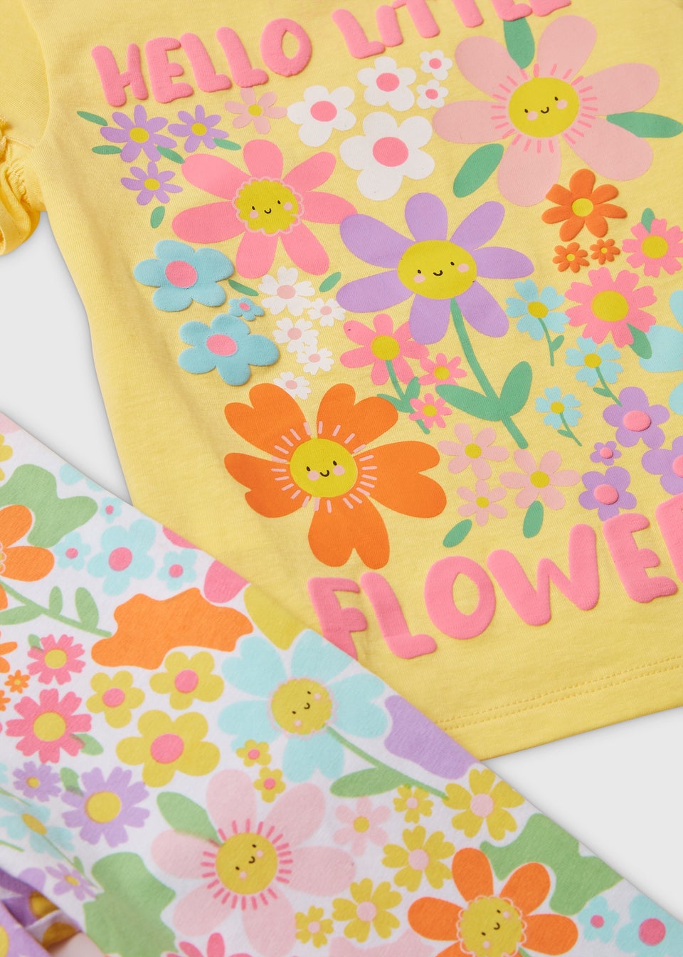 Girls Yellow Floral Print T-Shirt & Leggings Set (1-7yrs)