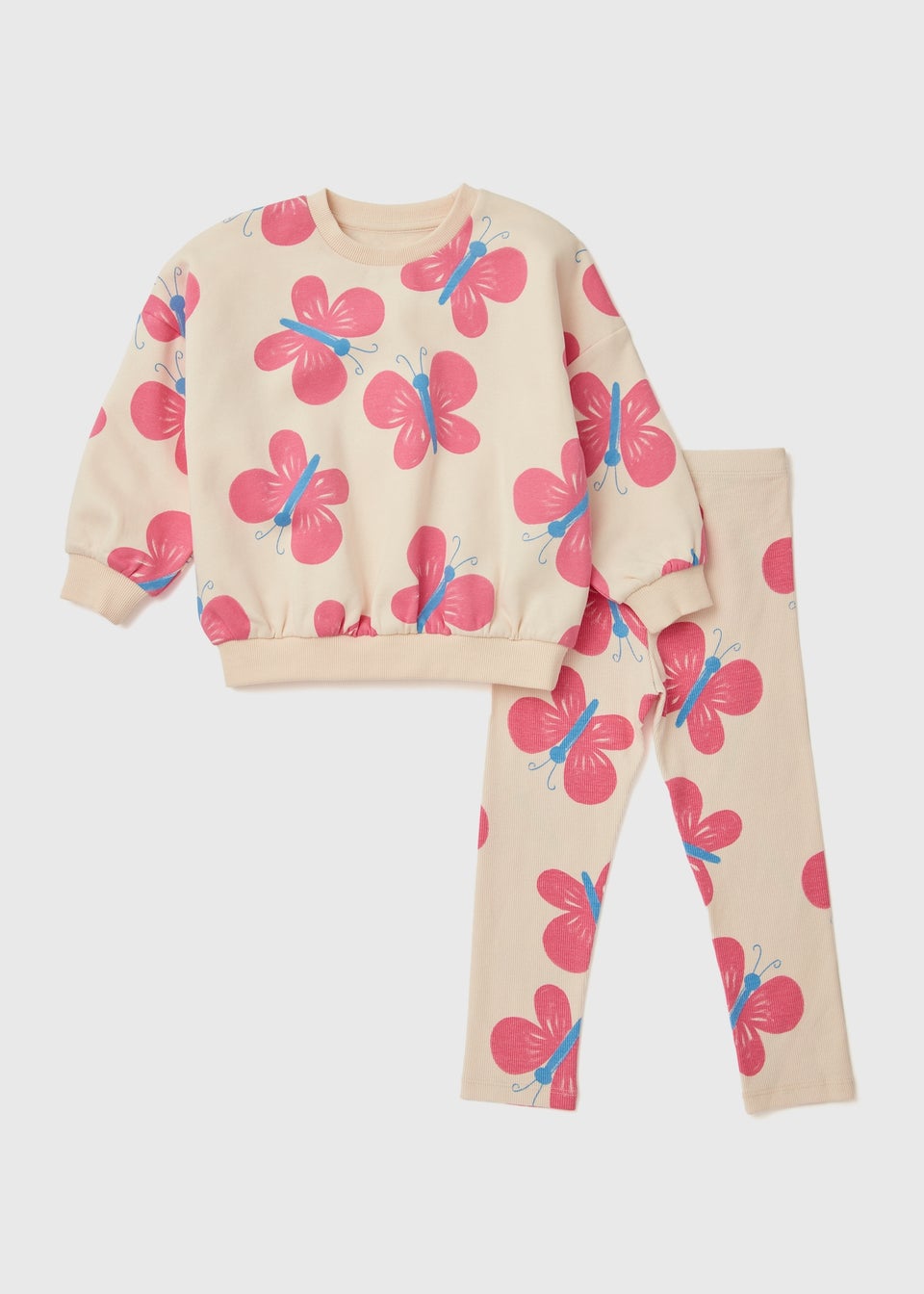 Girls Cream Butterfly Sweatshirt Set (1-7yrs)