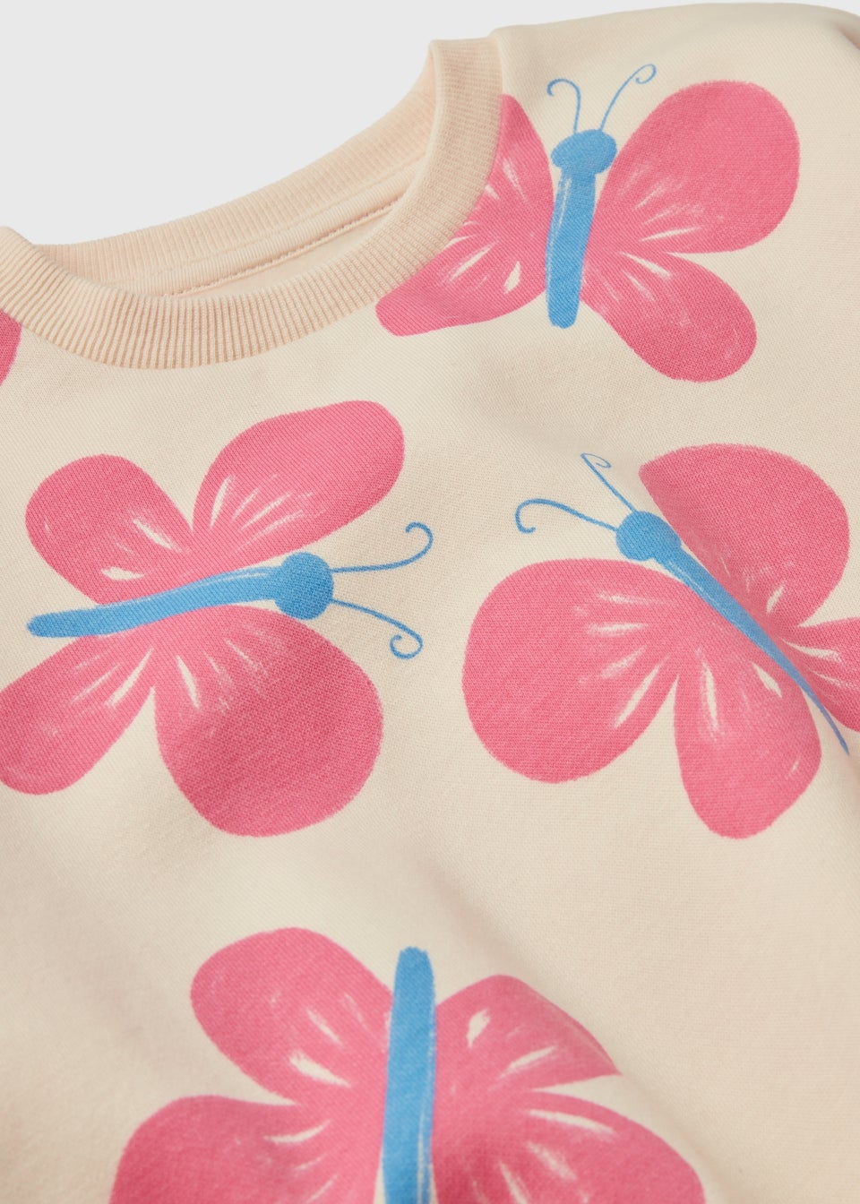 Girls Cream Butterfly Sweatshirt Set (1-7yrs)