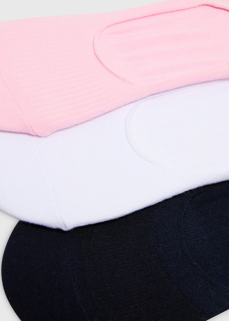3 Pack Multicoloured No Show Ribbed Socks