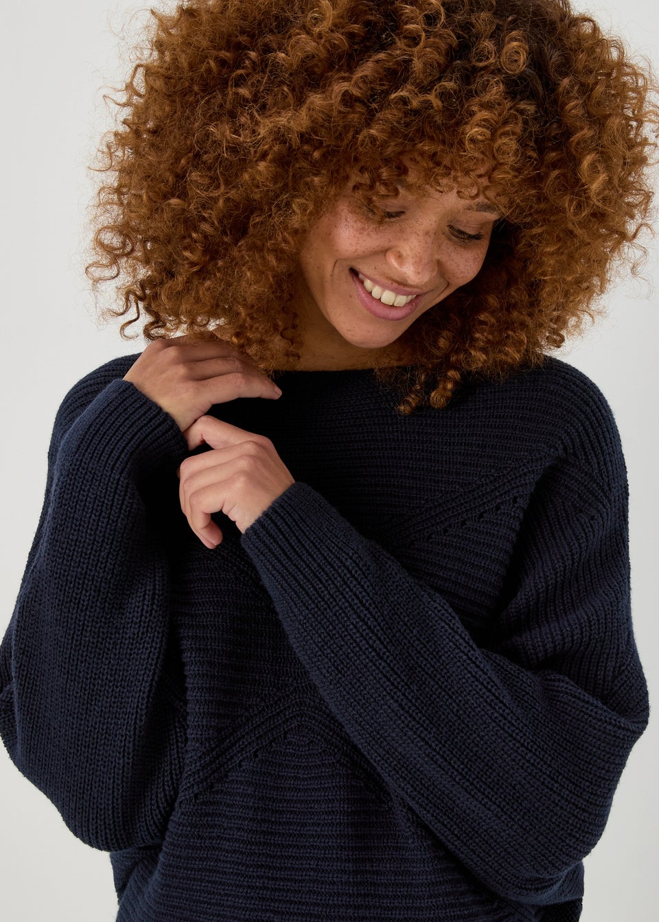 Navy Stitched Batwing Jumper