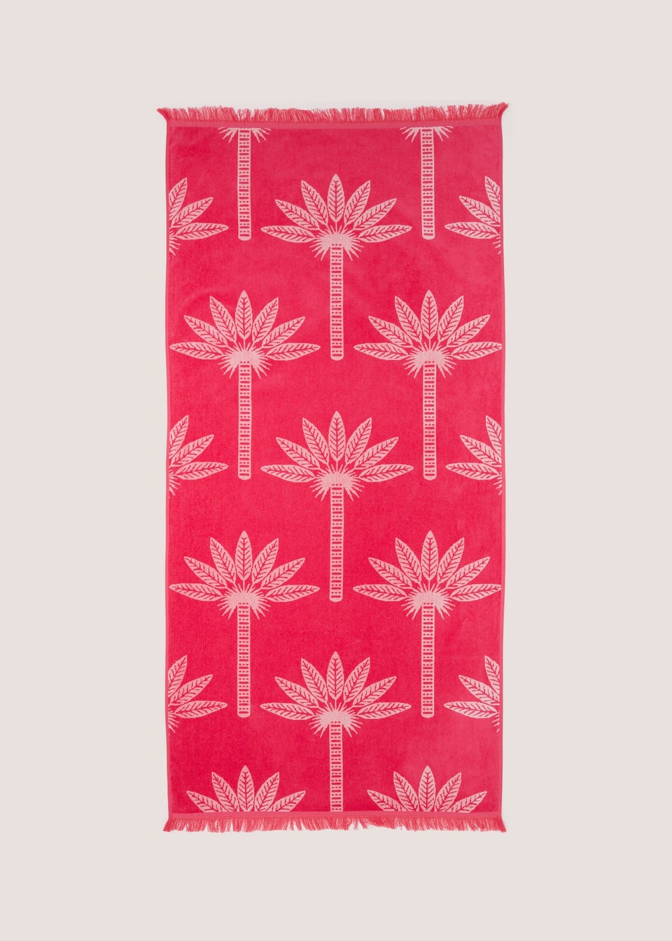 Pink Palm Print Jacquard Beach Towel (80cm x 160cm)