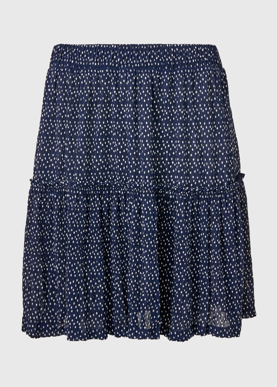 Navy Tiered Plisse Mini Skirt