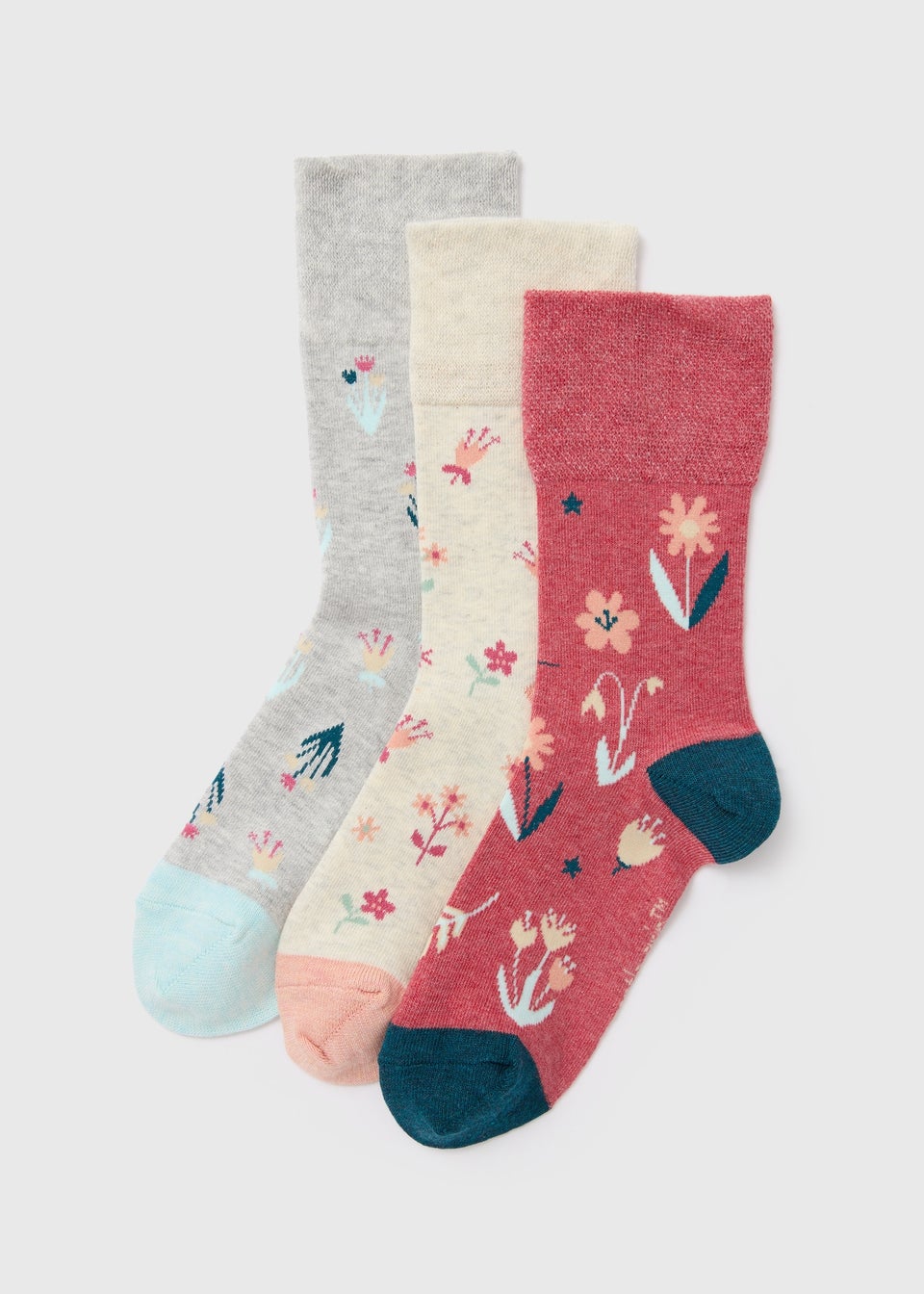 3 Pack Multicolour Floral Socks