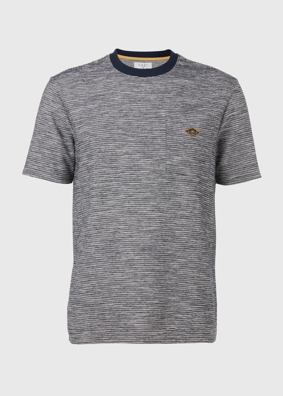 White & Navy Textured Embroidered T-Shirt
