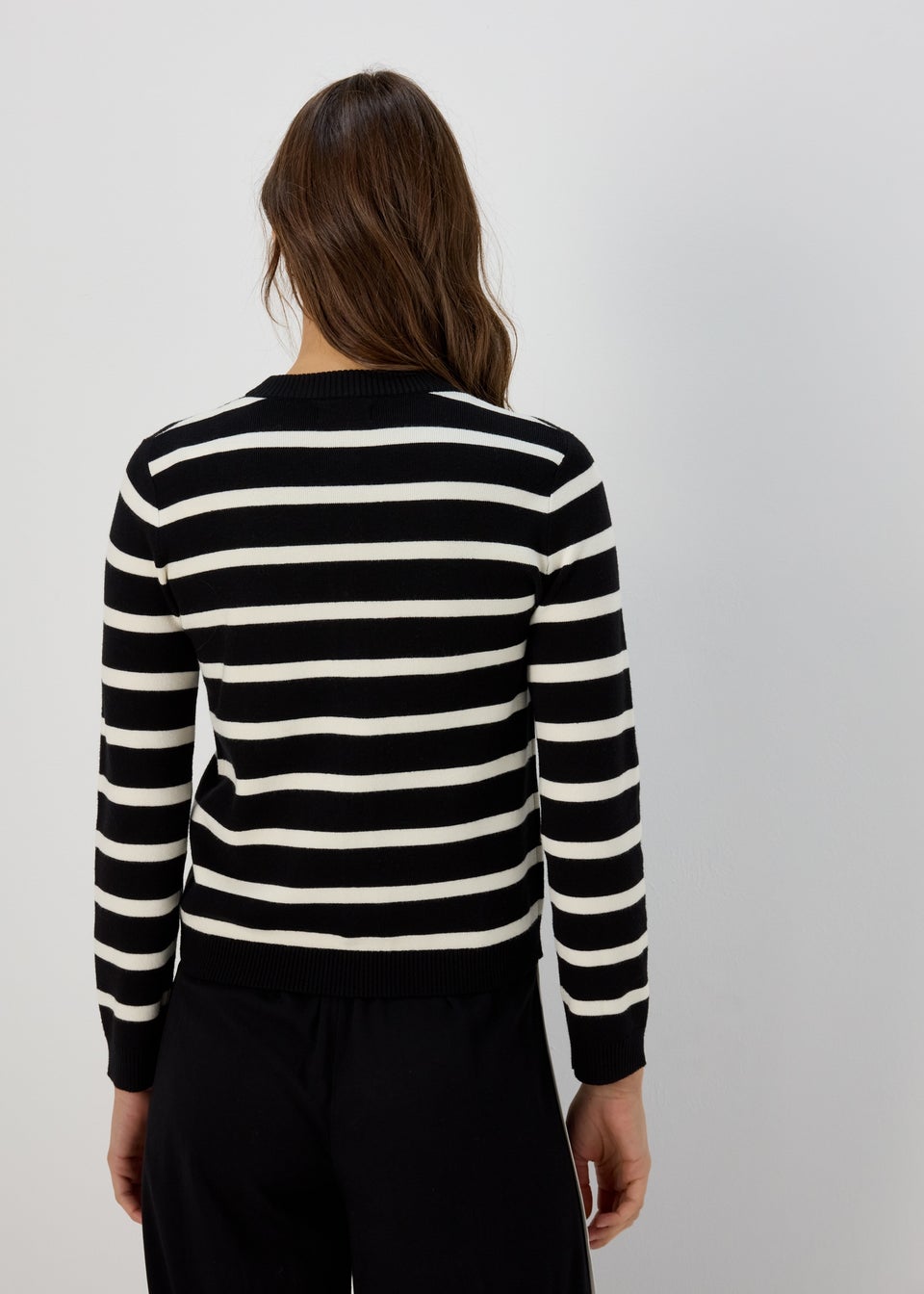 Black Stripe Knit Cardigan
