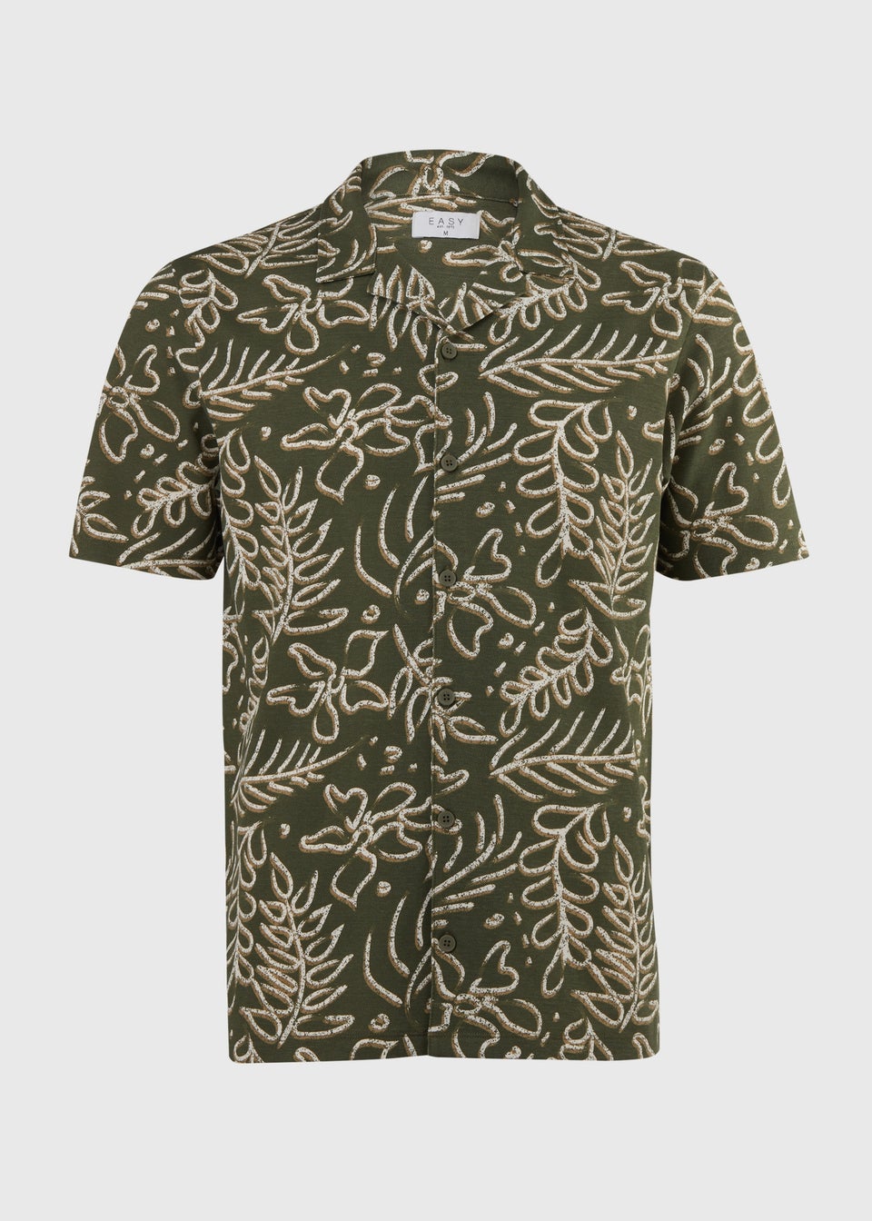 Khaki Leaf Print Jersey Shirt