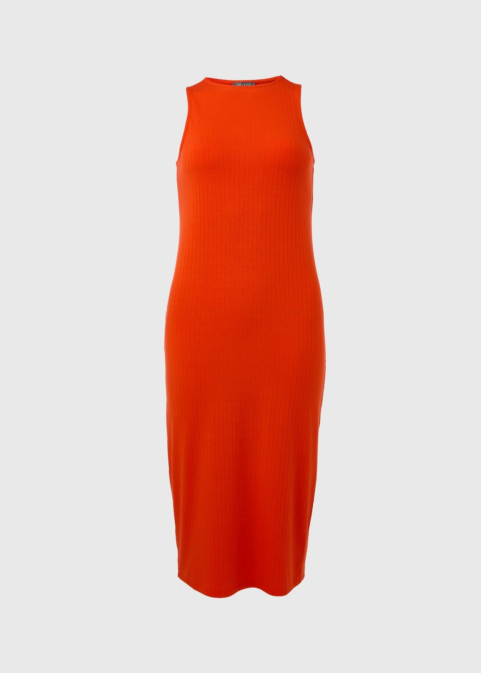Orange Racer Ribbed Midi Dress