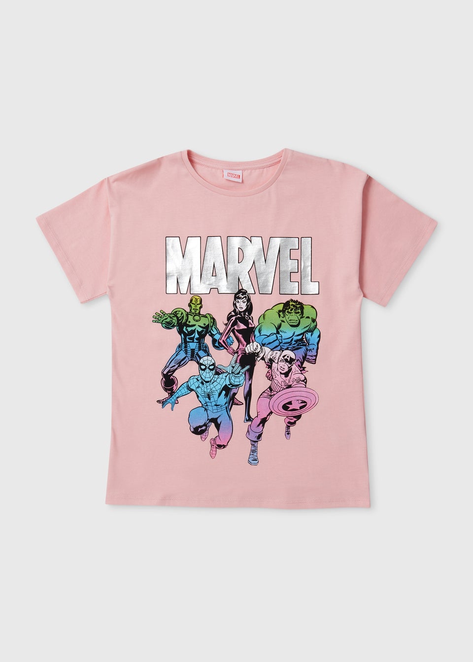 Girls Pink Marvel Heroes T Shirt (5-12yrs)