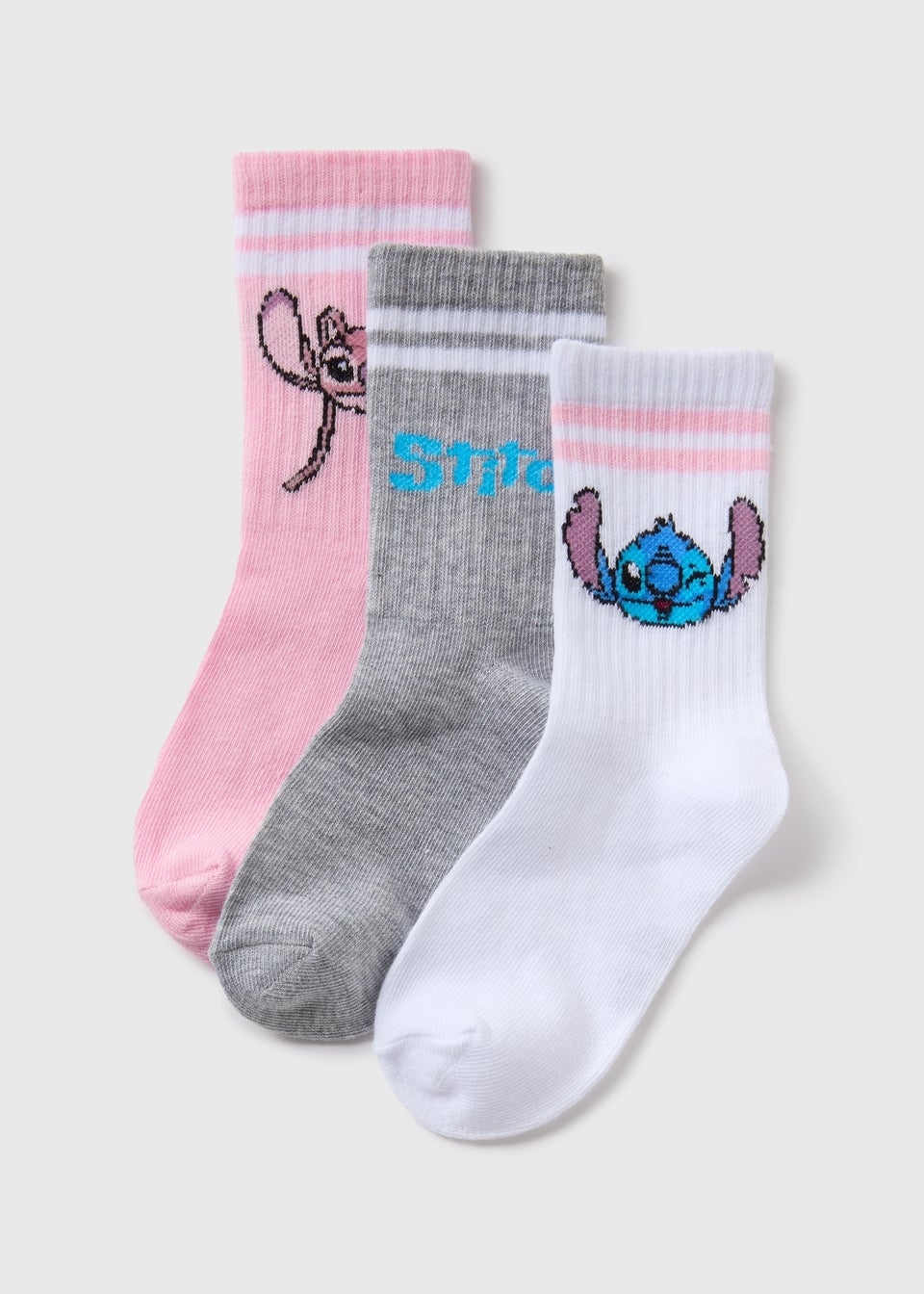 Disney Girls 3 Pack Blue Stitch Socks (2-12yrs)