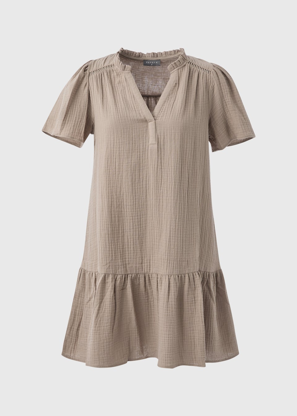 Taupe Double Cloth Mini Dress