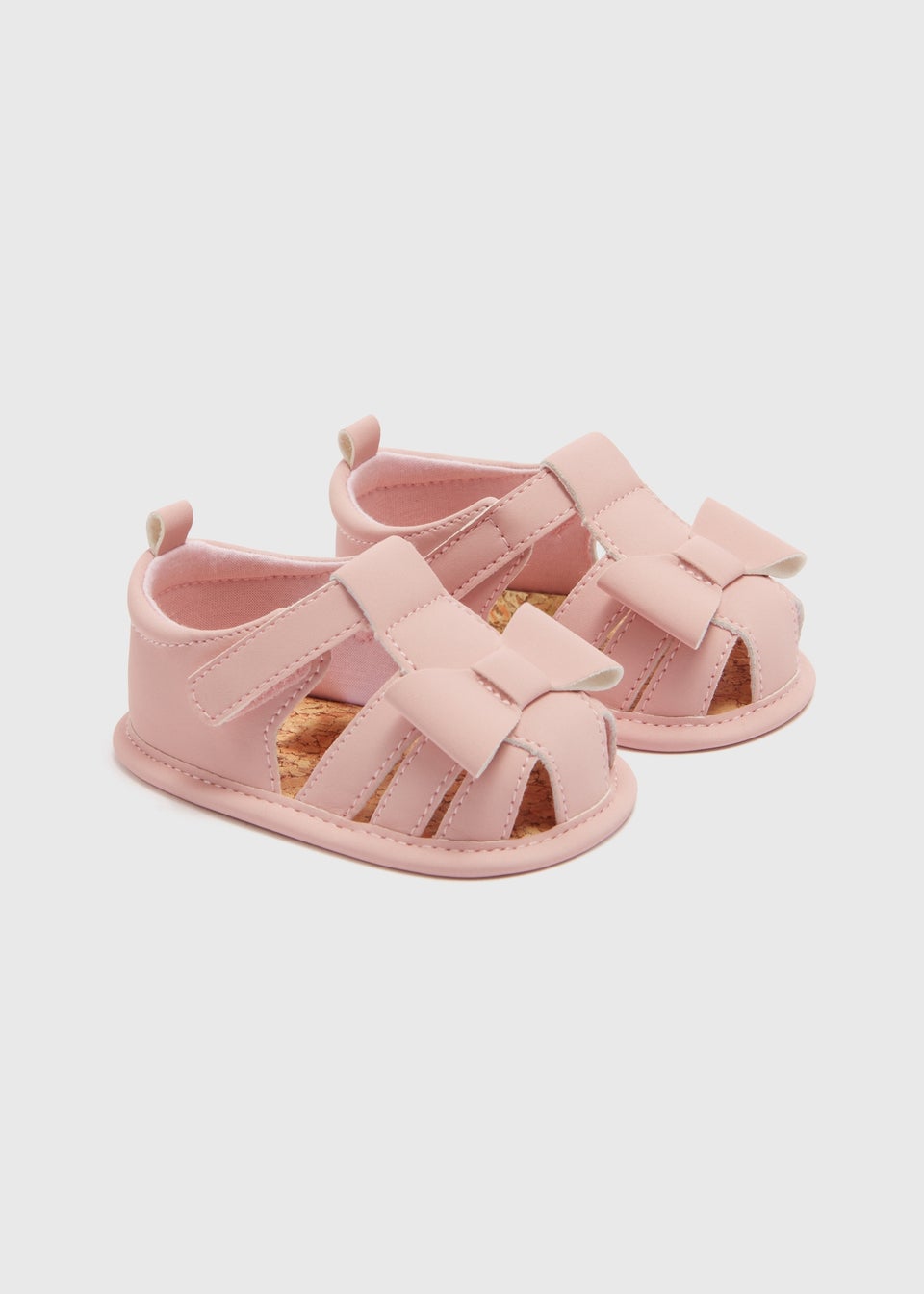 Baby Pink Bow Caged Sandals (Newborn-18mths)