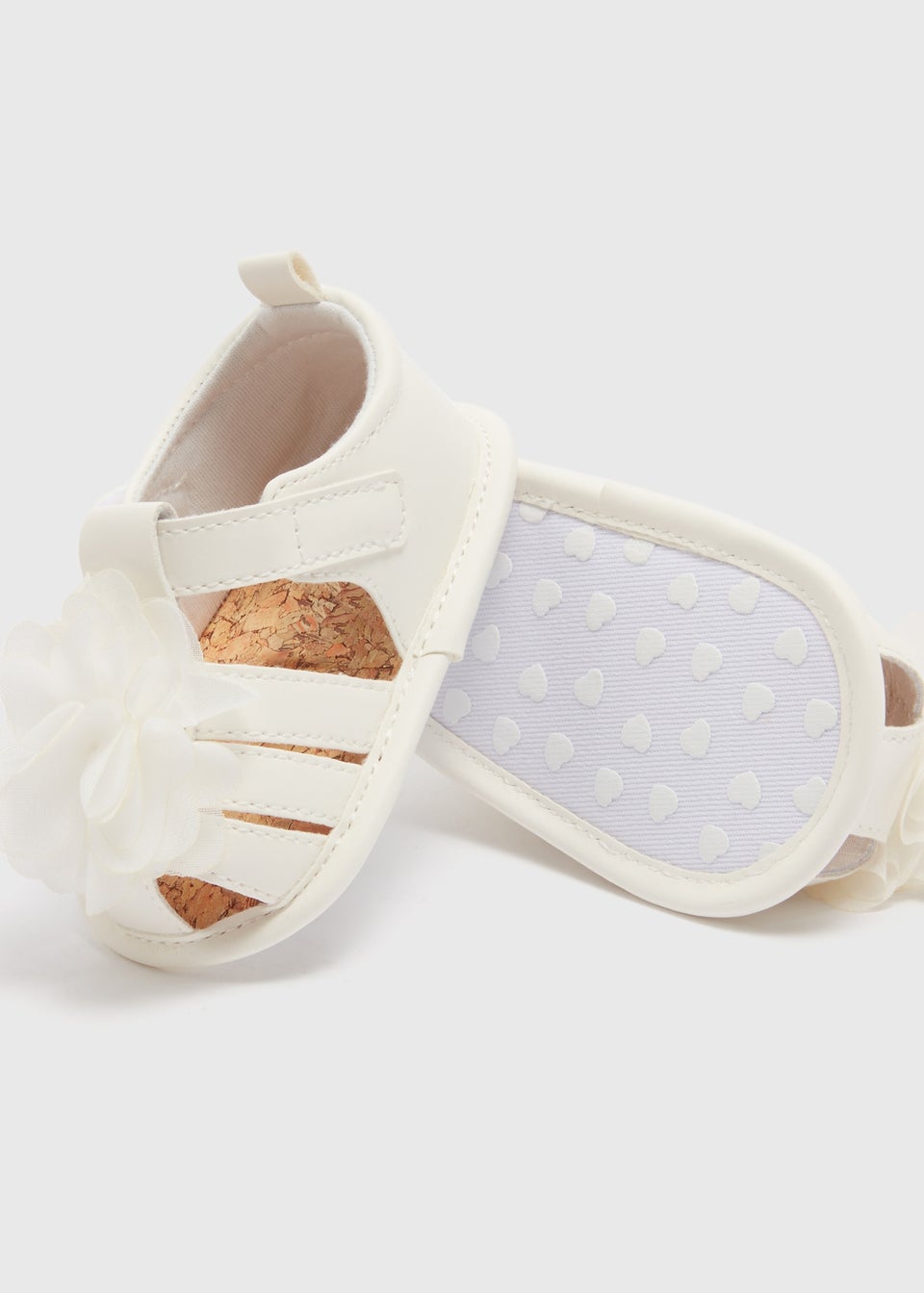 Baby White Corsage Caged Sandals (Newborn-18mths)