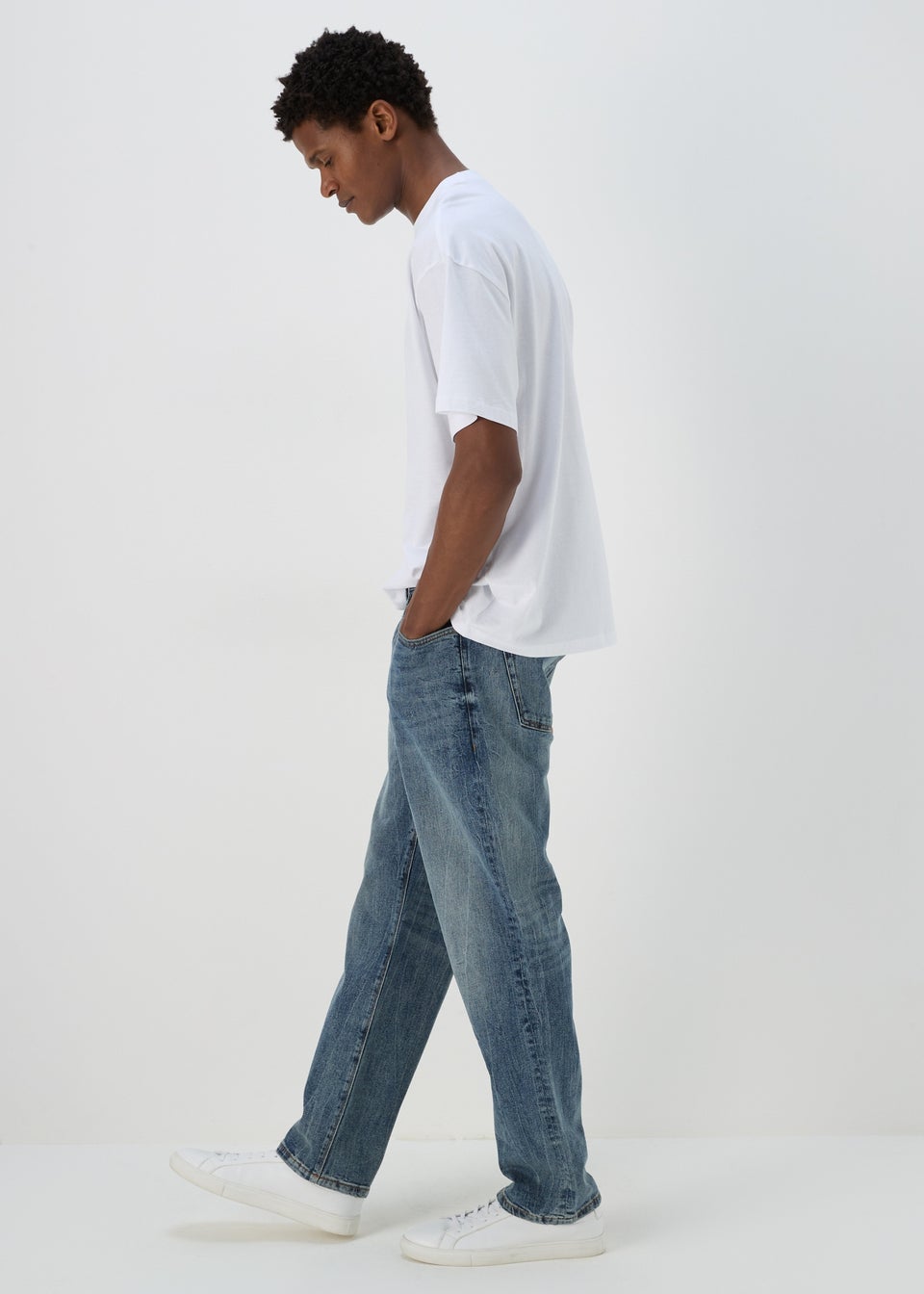 Mid Wash Relaxed Fit Denim Jeans