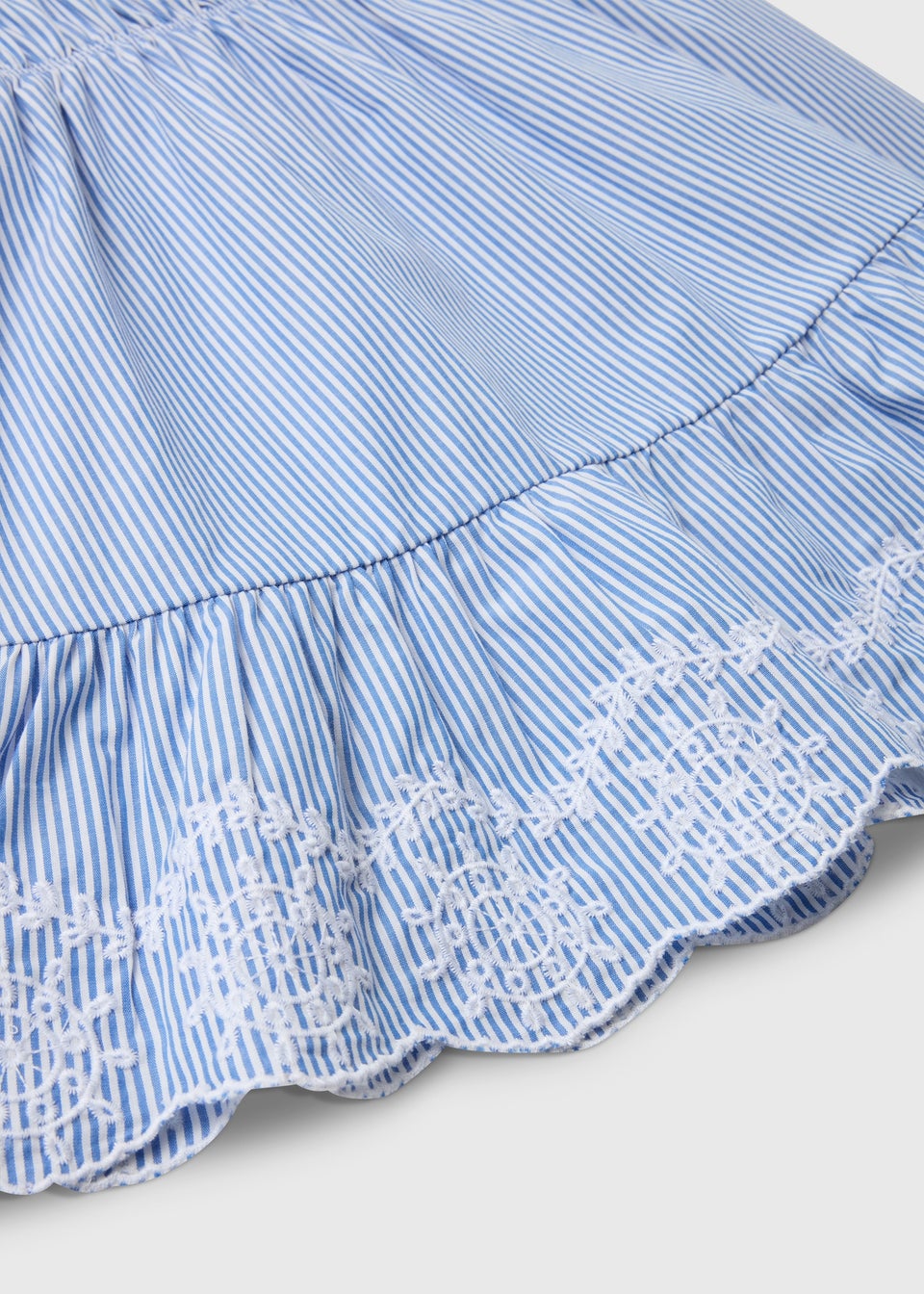 Girls Blue Stripe Embroidered Dress (7-13)