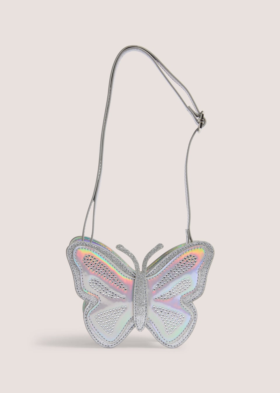 Girls Silver Butterfly Crossbody Bag