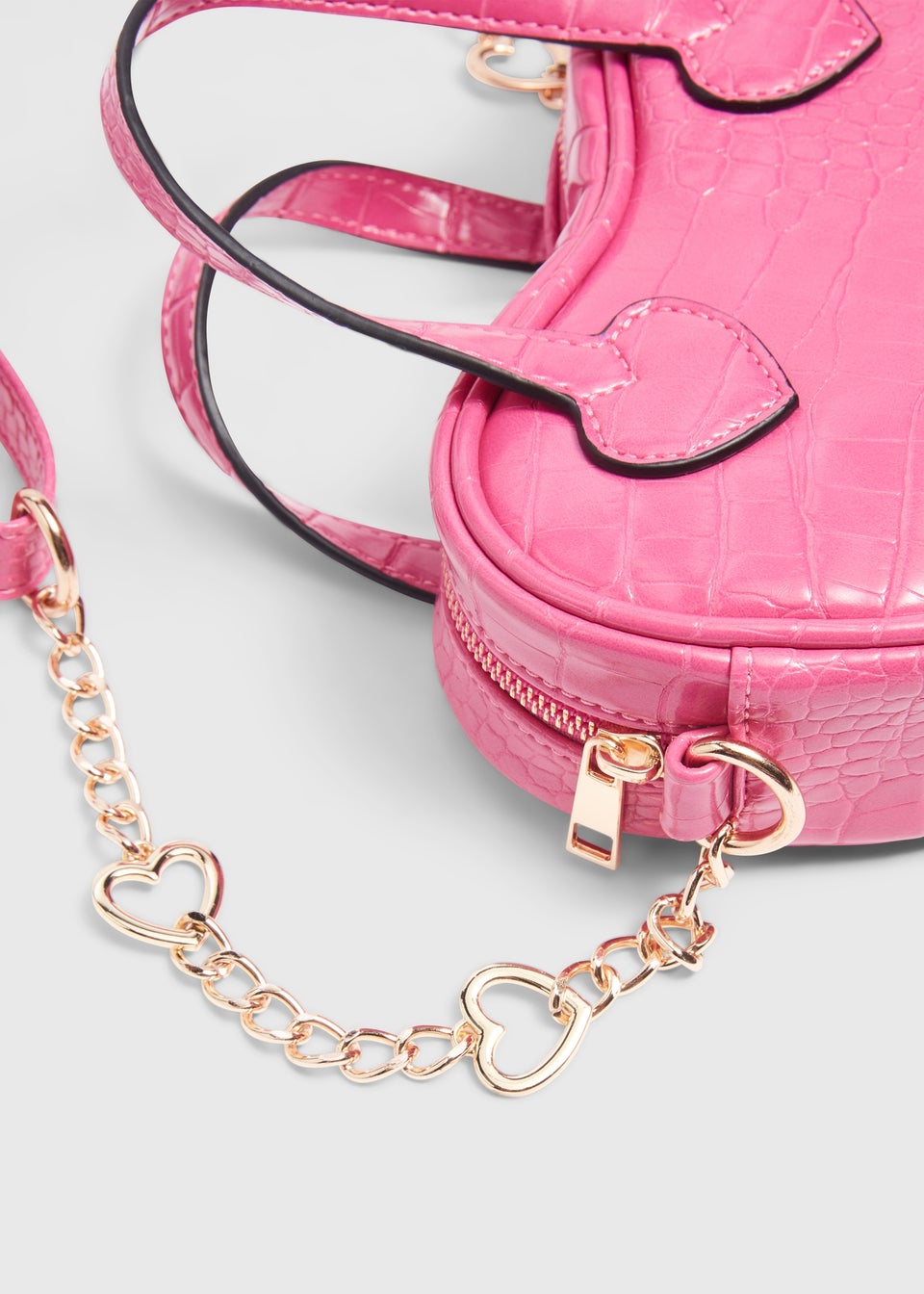 Girls Pink Heart Croc Crossbody Bag 16cmx19cmx5.5cm