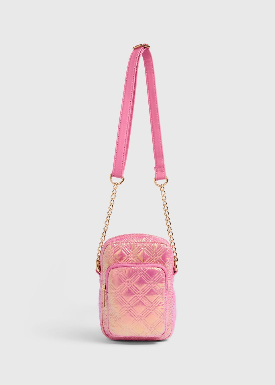 Girls Pink Metallic Crossbody Bag