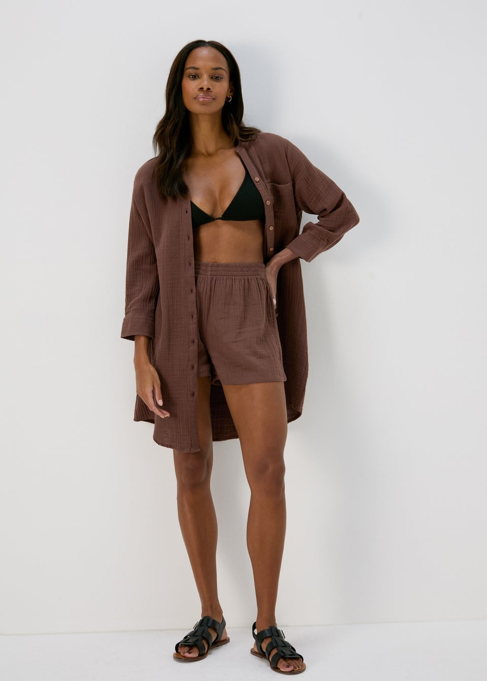 Mocha Double Cloth Shorts