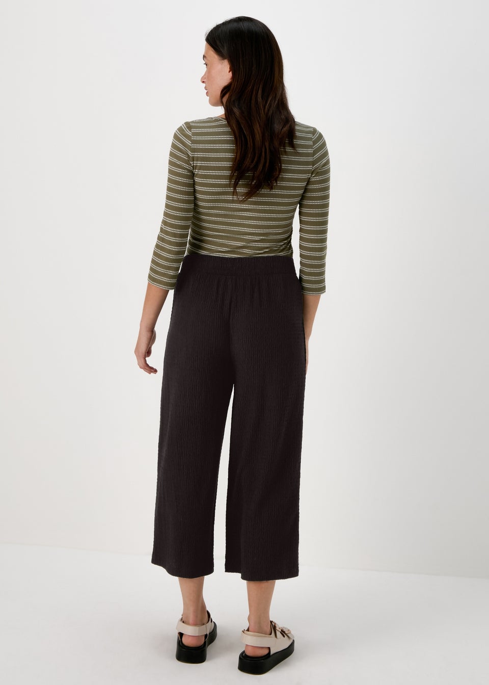 Black Textured Crop Trousers