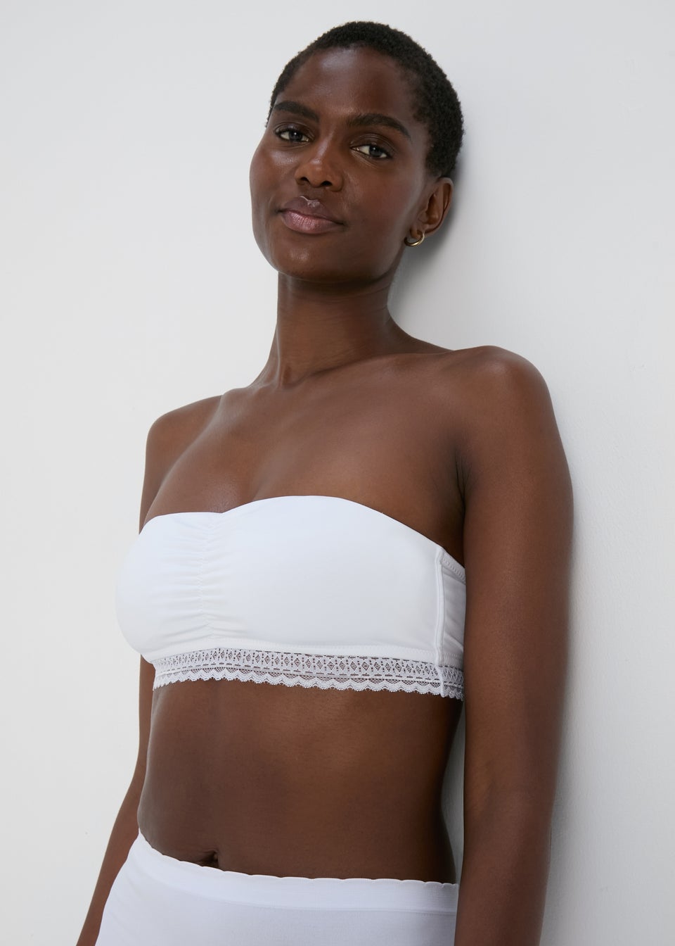 White Geo Lace Bandeau Top