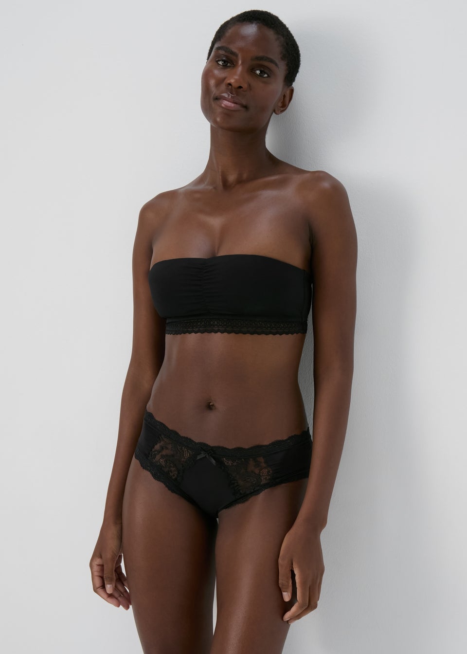 Black Geo Lace Bandeau Top