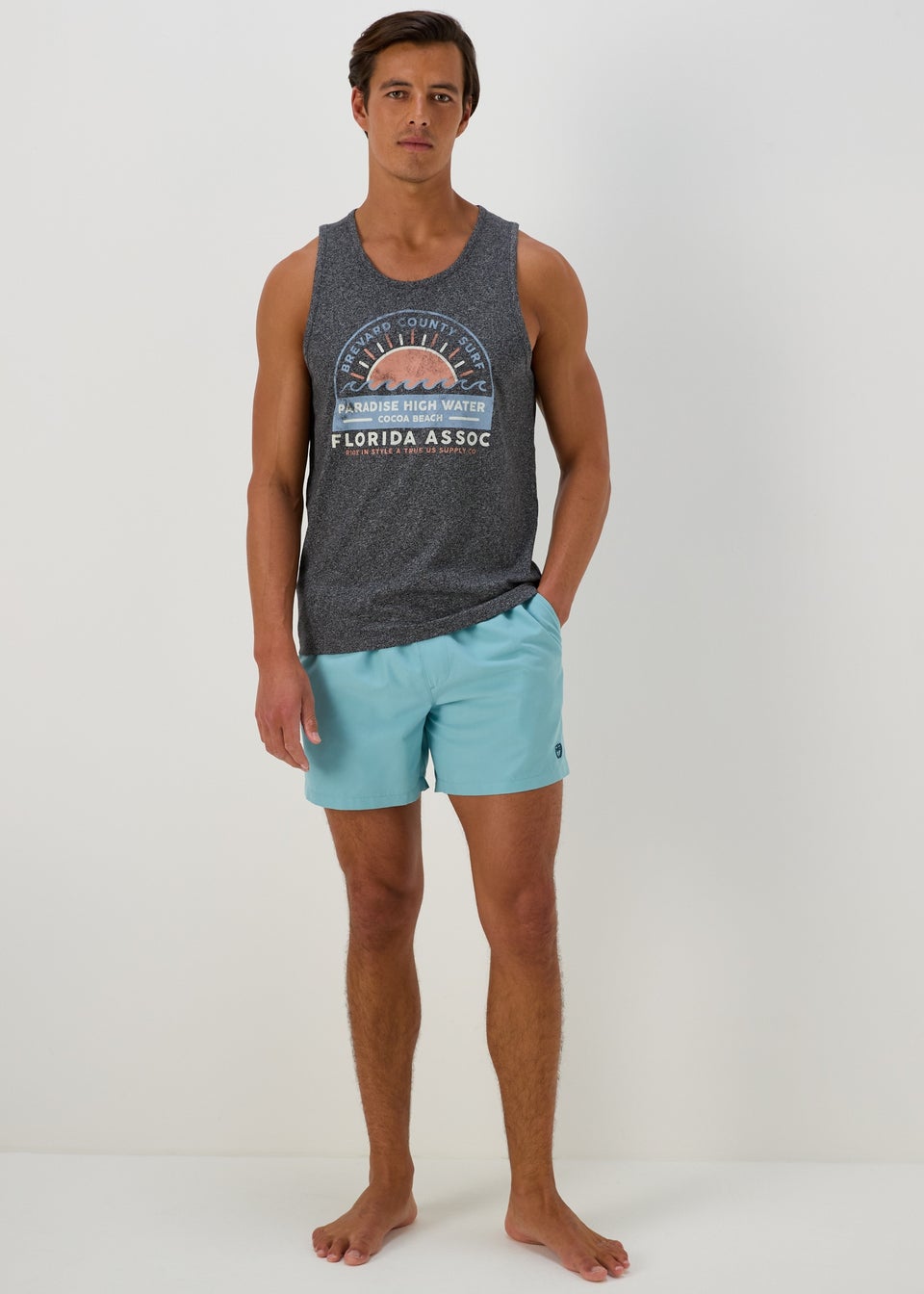 Aqua Embroidered Swim Shorts