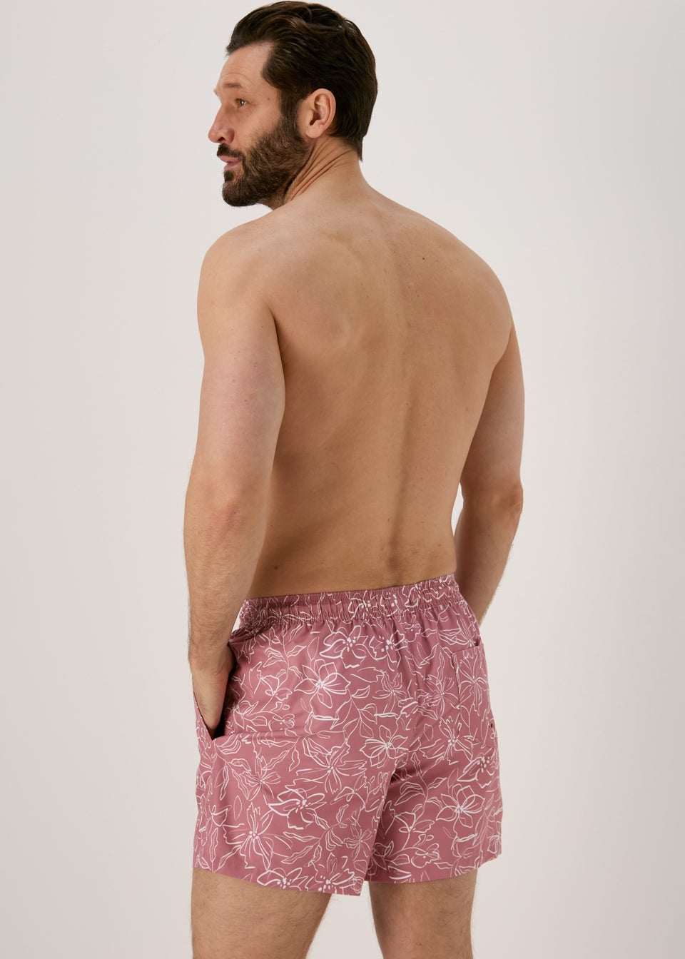 Pink Floral Print Swim Shorts