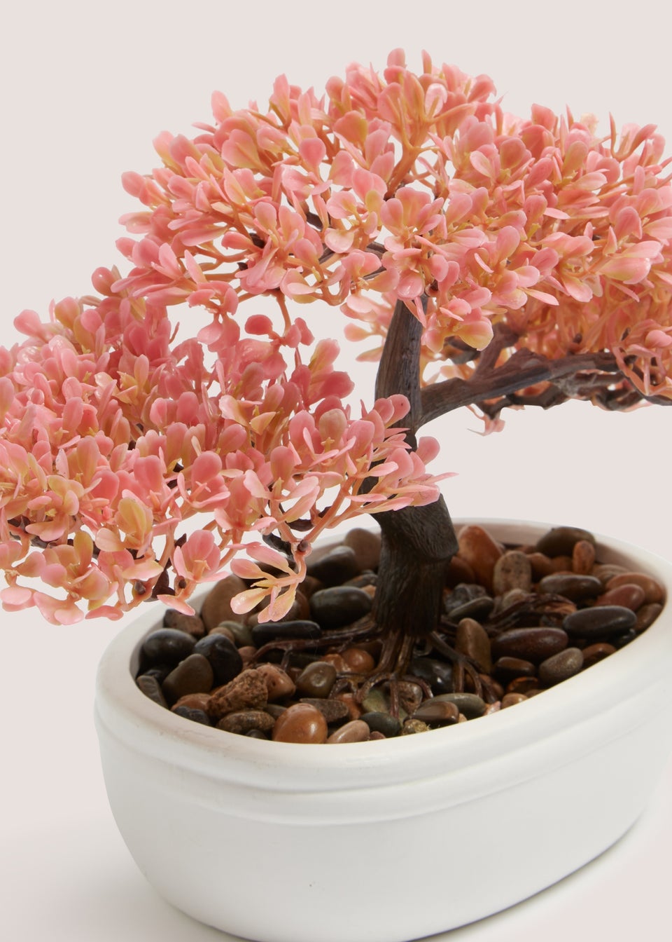 Pink Faux Bonsai Tree In White Pot (50cm x 52cm x 25cm)