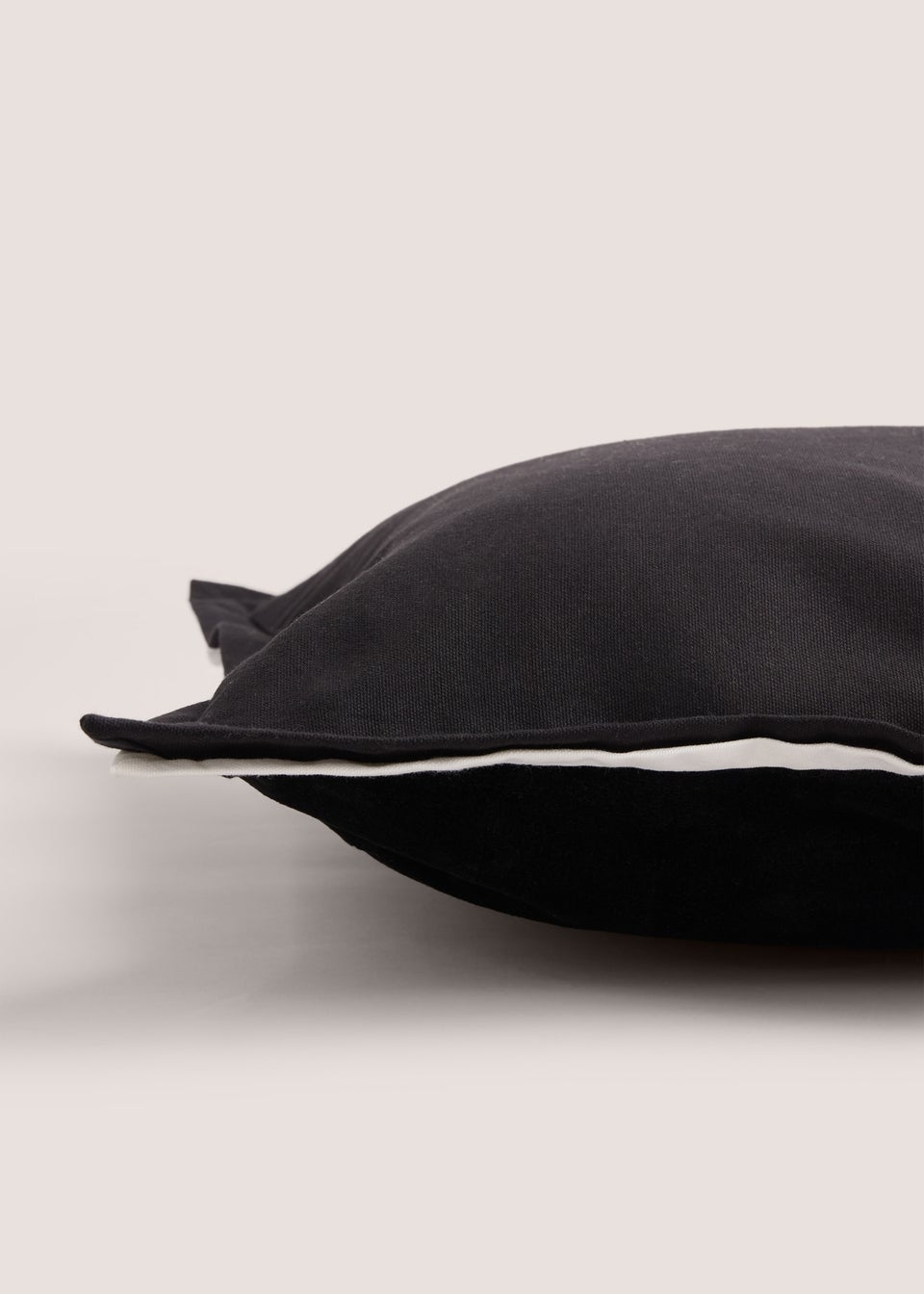 Black Contrast Edge Velvet Cushion (43cm x 43cm)