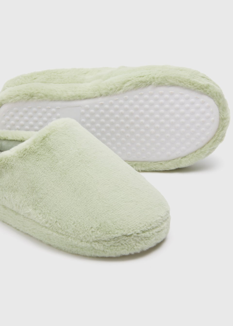 Green Solid Mule Slippers