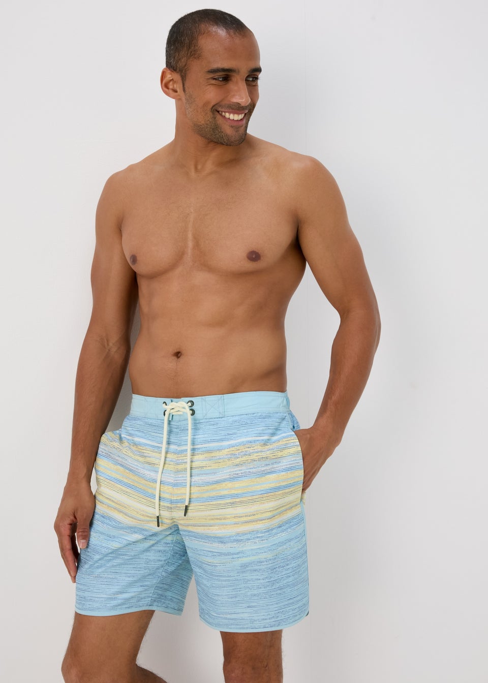 Blue Sketchy Stripe Swim Shorts