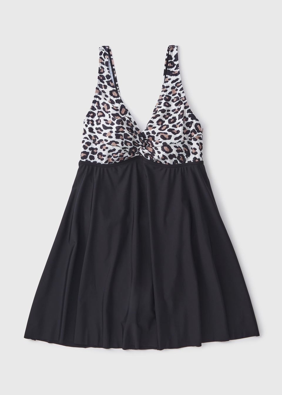 Black Animal Print Swim Dress