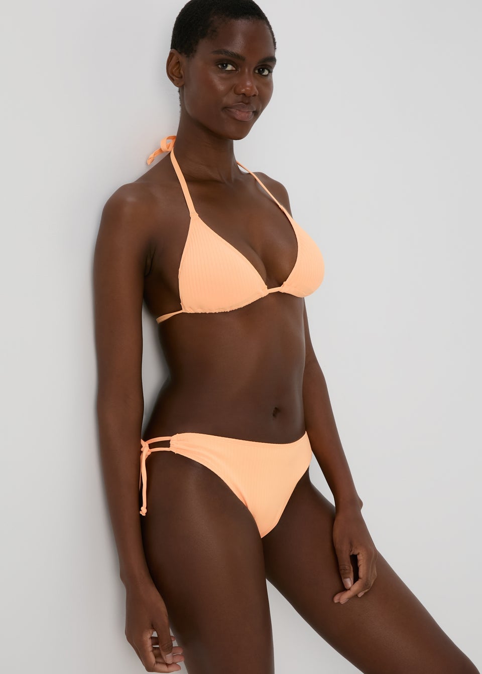 Orange Triangle Ribbed Bikini Briefs