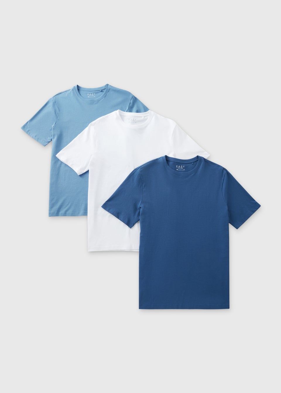 3 Pack Navy Blue & White Plain T-Shirt