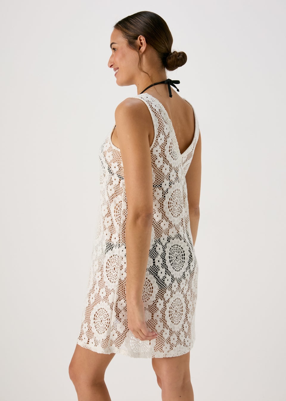 Cream Short Crochet Dress