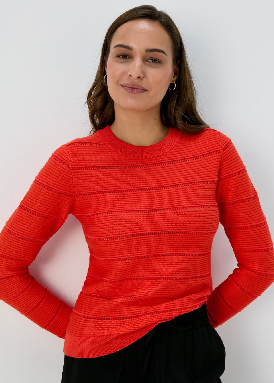Red Pointelle Knit Jumper